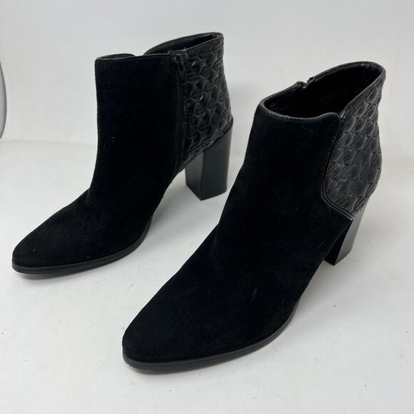 NEW! Nine West Side Zip Suede Boot Bootie Casual Black Quilted - 9.5 - Picture 8 of 8